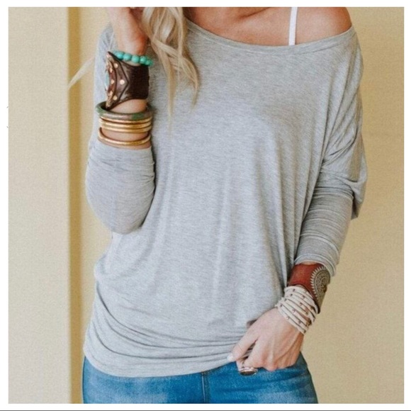 CREAM DOLMAN BOATNECK 3/4 SLEEVES TUNIC TOP - Picture 9 of 11